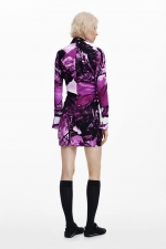 Rochie scurtă mulată cu imprimeu multicolor