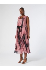 Rochie midi plisată cu imprimeu și decolteu V