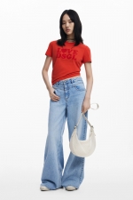 Geantă crossbody crem din material mesh