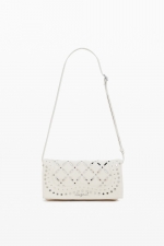 Geantă crossbody neagră cu perforații și ținte