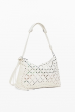Geantă crossbody neagră cu perforații și ținte