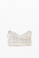 Geantă crossbody neagră cu perforații și ținte