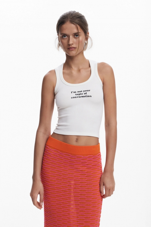 Fustă midi bicoloră din tricot cu talie elastică