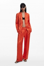 Pantaloni portocalii satinati cu broderie