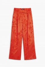 Pantaloni portocalii satinati cu broderie