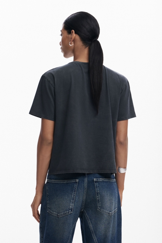 Tricou gri cu imprimeu LOVE și mâneci scurte