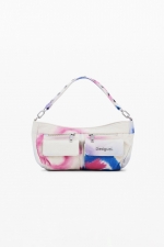 Geantă crossbody bej din canvas cu buzunare