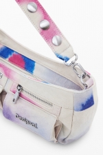 Geantă crossbody bej din canvas cu buzunare