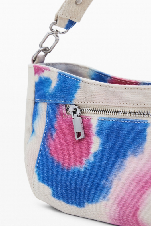 Geantă crossbody bej din canvas cu buzunare