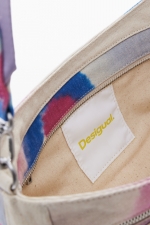Geantă crossbody bej din canvas cu buzunare