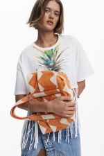 Geantă mare reversibilă multicoloră din twill