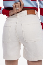 Pantaloni scurți denim crem cu broderie