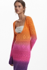 Rochie scurtă croșetată multicoloră Tie-Dye