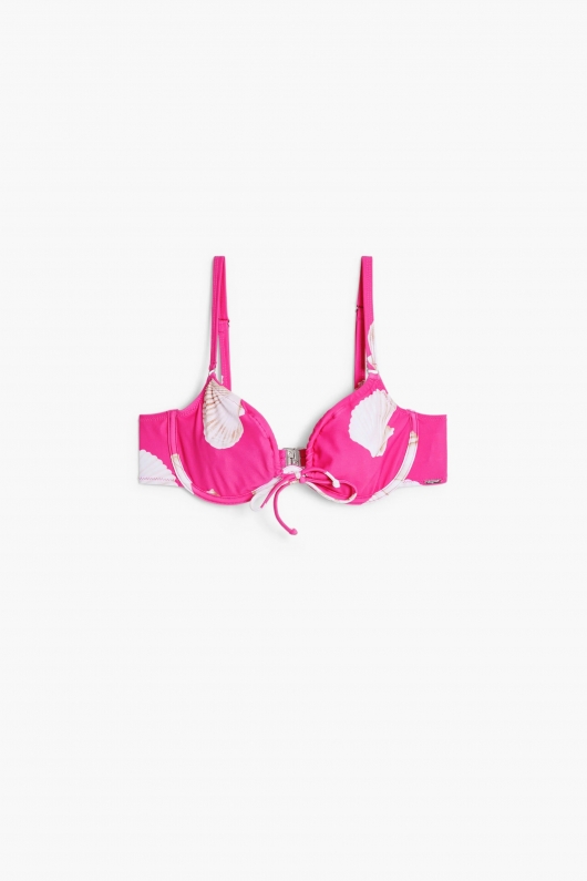 Top bikini cu armătură și imprimeu scoici