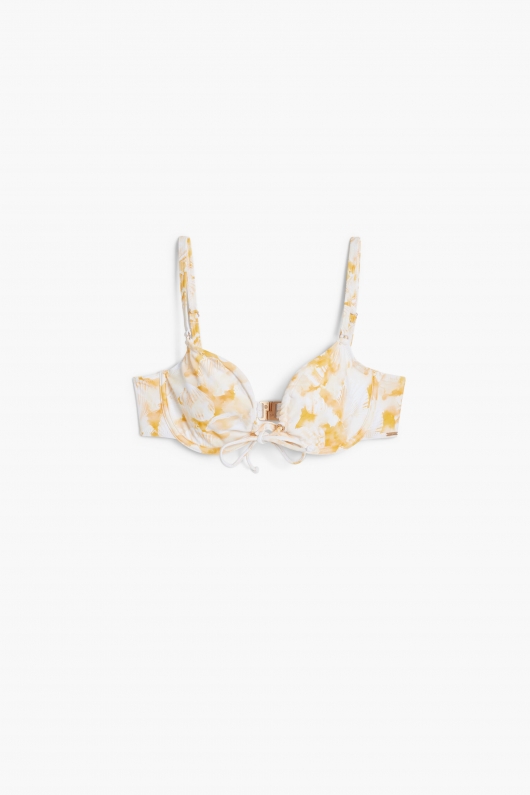 Top bikini floral cu bretele ajustabile