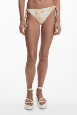 Bikini cu imprimeu floral și șnururi ajustabile
