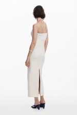 Rochie lungă mulată cu imprimeu marin multicolor