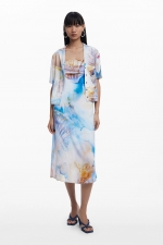 Rochie midi albă cu imprimeu marin Bardot