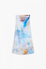 Rochie midi albă cu imprimeu marin Bardot