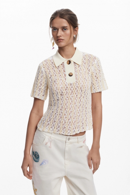 Pantaloni denim cu print marin casual