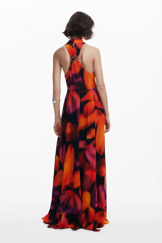 Rochie lungă elegantă cu imprimeu floral
