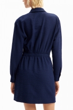 Rochie mini bleumarin tip cămașă cu pliuri
