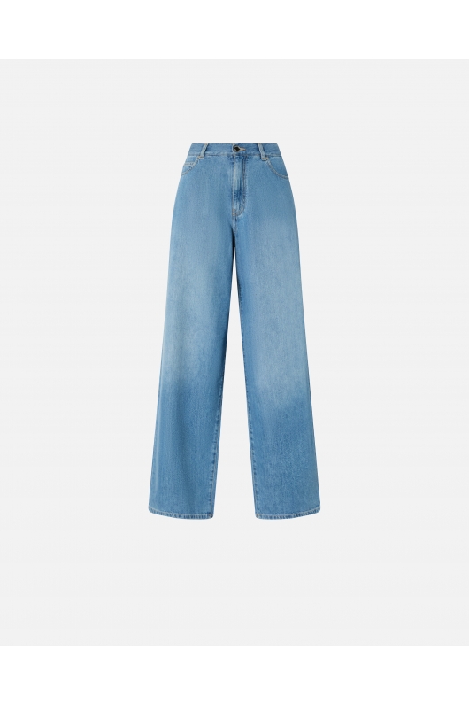 Pantaloni palazzo albastru deschis din denim PINKO