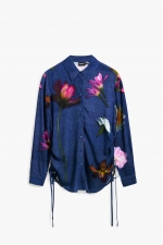 Cămașă albastră casual cu imprimeu floral
