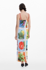 Rochie lungă cu print fotografic multicolor