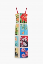 Rochie lungă cu print fotografic multicolor