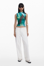 Top elegant din tull cu imprimeu degrade
