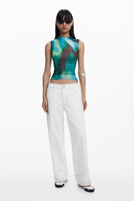 Top elegant din tull cu imprimeu degrade