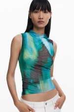 Top elegant din tull cu imprimeu degrade