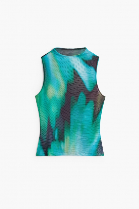 Top elegant din tull cu imprimeu degrade