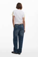 Tricou alb cu imprimeu palmieri casual