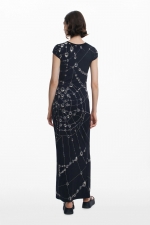 Rochie midi mulată cu imprimeu multicolor