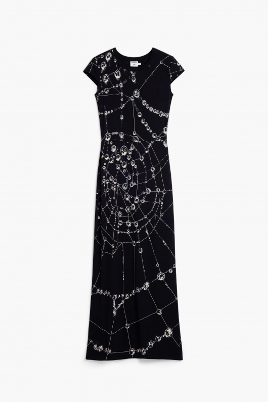 Rochie midi mulată cu imprimeu multicolor