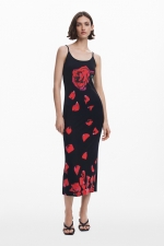 Rochie midi multicoloră cu imprimeu floral
