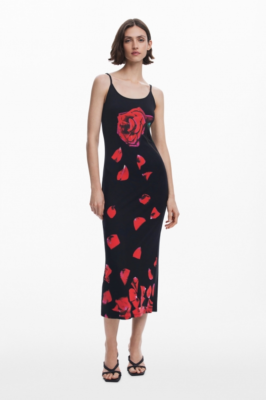 Rochie midi multicoloră cu imprimeu floral