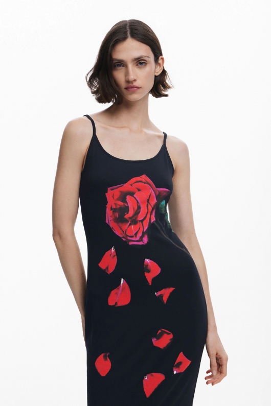 Rochie midi multicoloră cu imprimeu floral