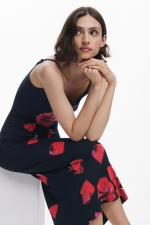 Rochie midi multicoloră cu imprimeu floral