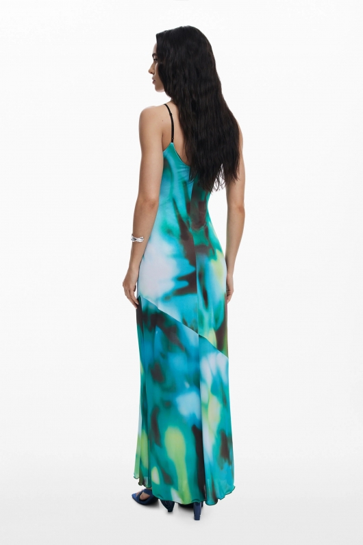 Rochie lungă Tie-Dye cu bretele ajustabile