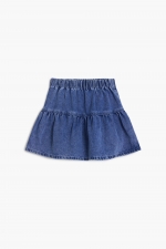 Fustă scurtă denim albastră cu broderie