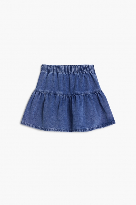 Fustă scurtă denim albastră cu broderie