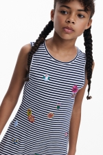 Rochie midi cu dungi și spate decupat