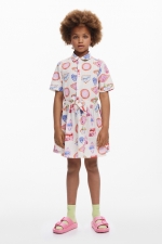 Rochie scurtă cu imprimeu artistic multicolor