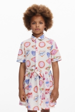 Rochie scurtă cu imprimeu artistic multicolor