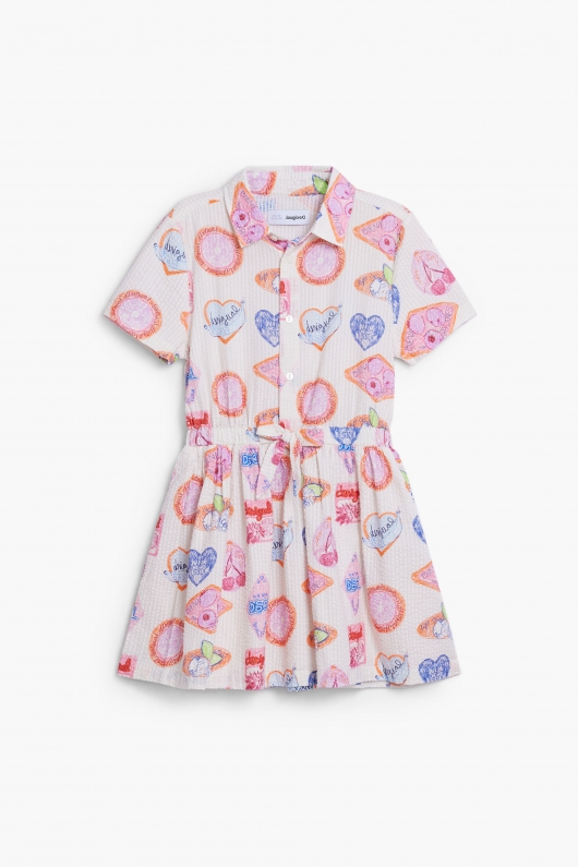 Rochie scurtă cu imprimeu artistic multicolor