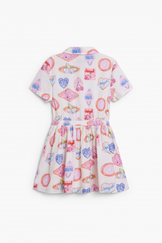 Rochie scurtă cu imprimeu artistic multicolor