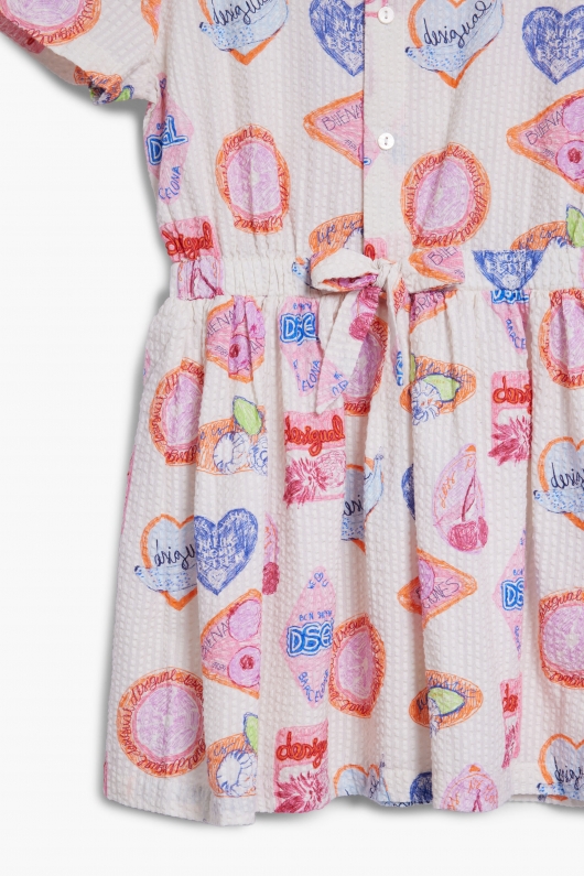 Rochie scurtă cu imprimeu artistic multicolor